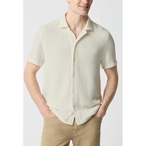 NWT J. Crew Factory Short-Sleeve Textured Camp Shirt Size XL Ivory